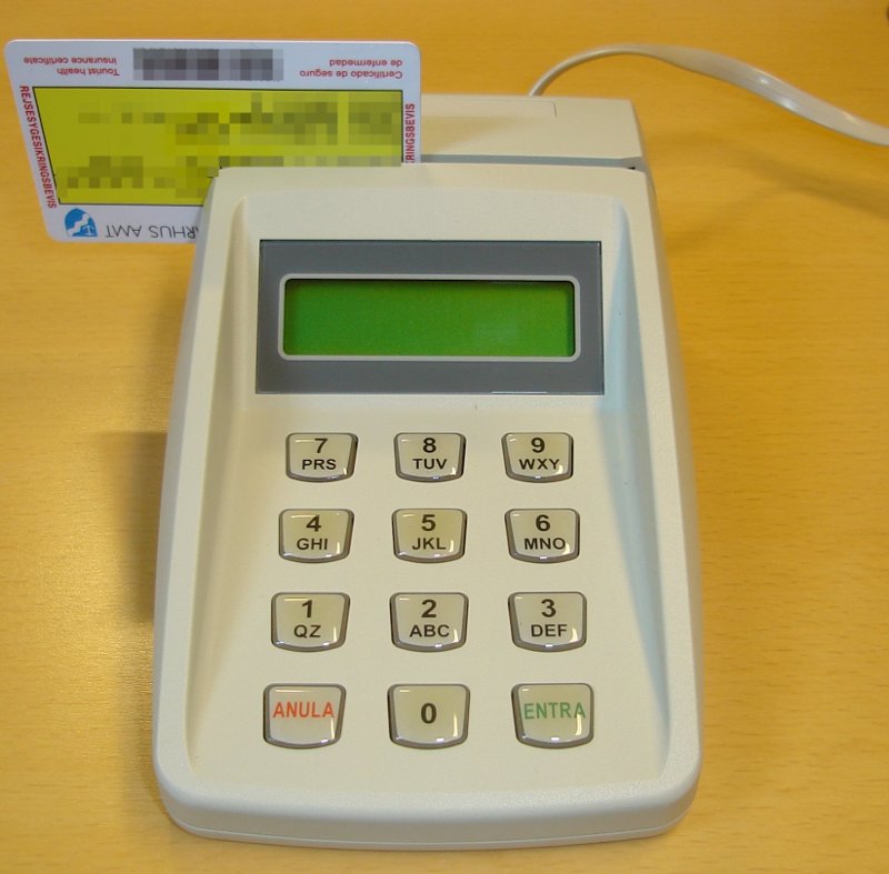 The numerical keyboard and a magnetic strip reader